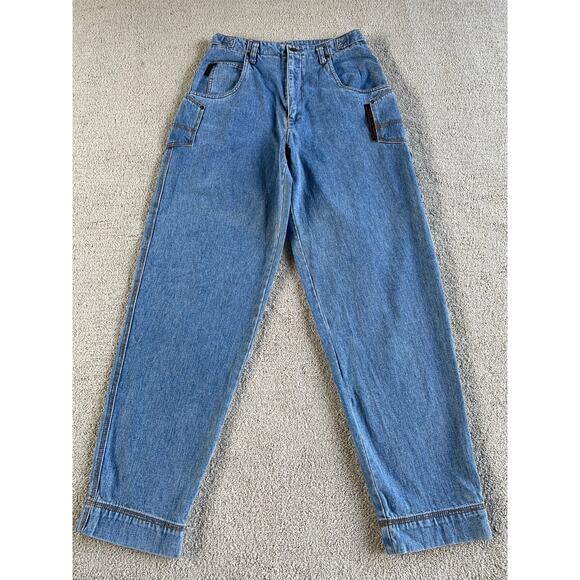 🔥Vintage Bugle Boy High Waist Moms Jeans Tapered Leg Loop Logo Outdoor Jeans 11 - Picture 1 of 16